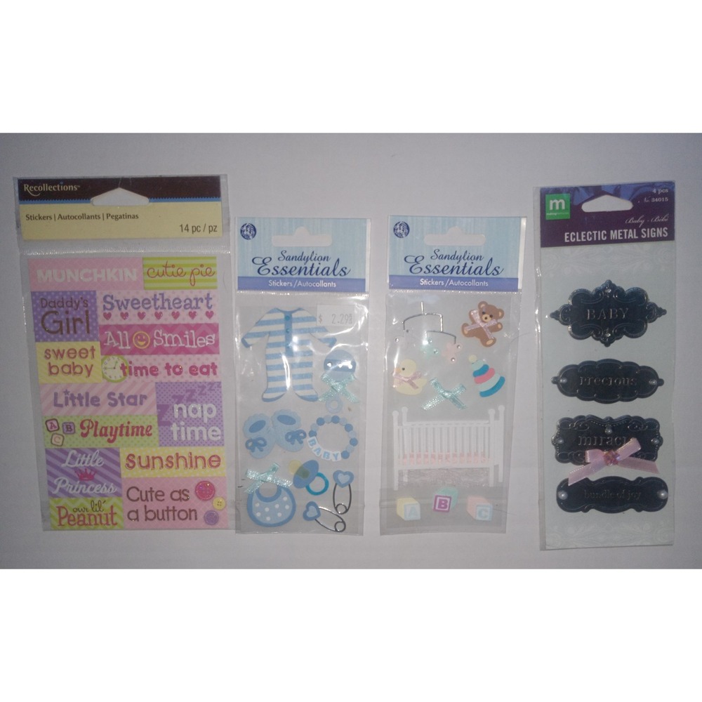 Essentials Baby Boy&Girl Mixed Sleeper Pacifier Pins 3D Scrapbook Stickers